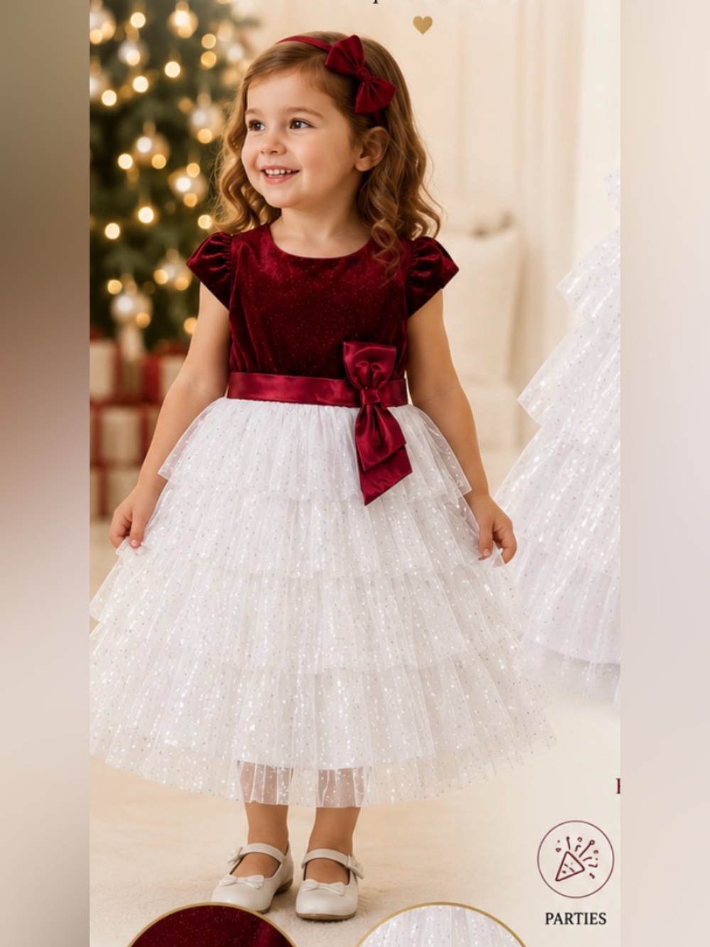 Jona Michelle Burgundy and White Tulle Formal Dress for Girls